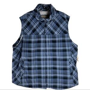 NEW North River blue plaid corduroy Sherpa zip vest 3X